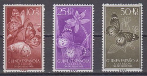 Гвинея Испанская, 1958,  Бабочки, 3 марки